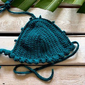 Boho-Chic Organic Cotton Crochet Bikini Top